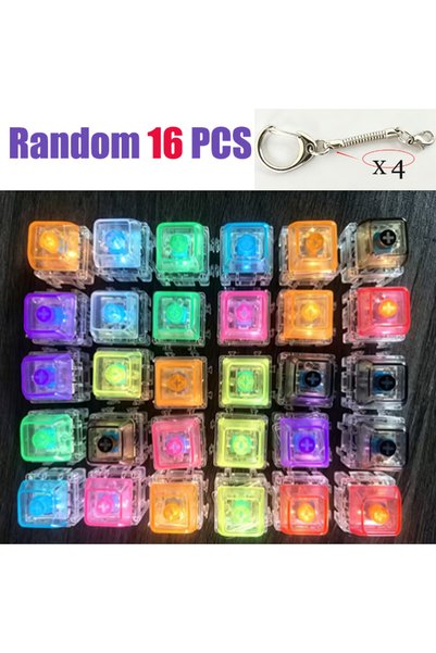 Choice Random 16 PCS LED free assembly keyboard keychain Fidget toy crystal c...