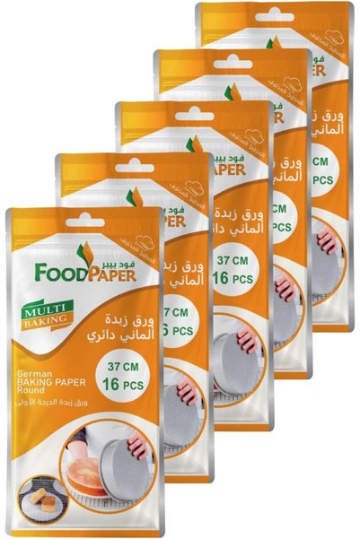 Generic ورق خبز ألماني كلاسيكي دائري، 80 قطعة، 37 سم، أبيض غير لاصق، مقطوع مس...