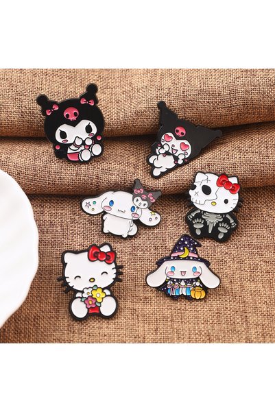 BANDAI 01 6pcs Cartoon Anime Cat Dog Enamel Pin Brooch Pin Lapel Pins Badge B...
