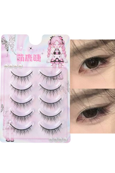 Choice BW-01 5 Pairs Manga Baby Straight Lashes Hard Band Natural Fish Tail F...