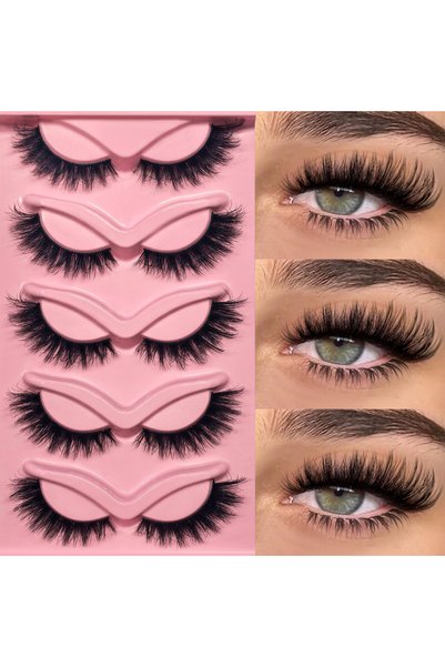 Choice G60-PINK5 5 Pairs of Thick, Cat-Eye False Eyelashes - Long, Voluminous...
