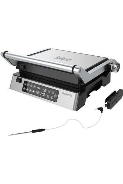 Salente FlamePro contact grill with external temperature probe, 2200 W, 8 pre...