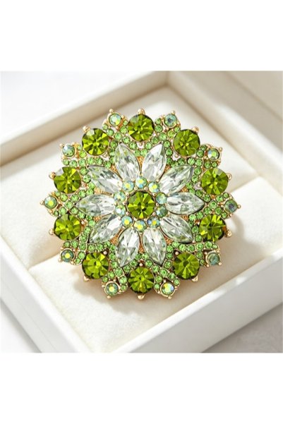 Choice 1 4 Color Luxury Green Rhinestone Sunflower Brooches for Women Flower ...