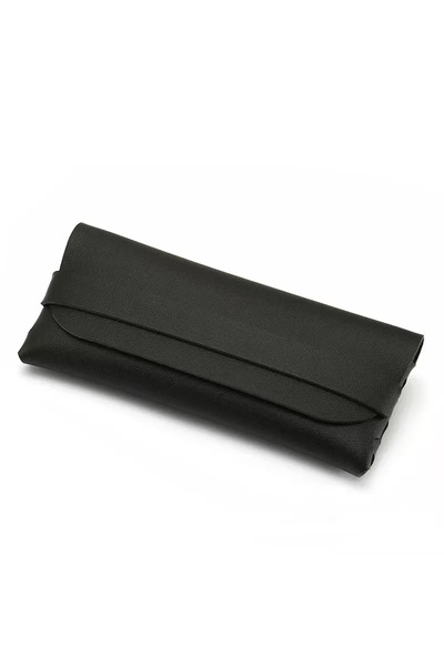Choice 1PC Black Black Soft and Stylish Leather Glasses Cases - Glasses Prote...