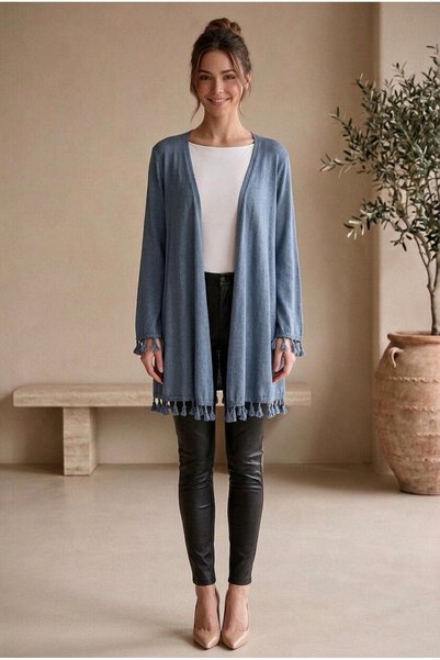 OEM Cardigan dama casual boho din tricot fin cu ciucuri si croiala lejera far...
