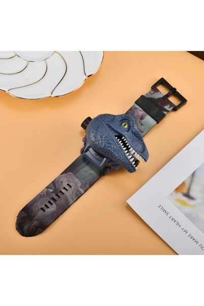 Choice Blue Velociraptor Jurassic Dinosaur Projection Flip Watch with 24 Patt...