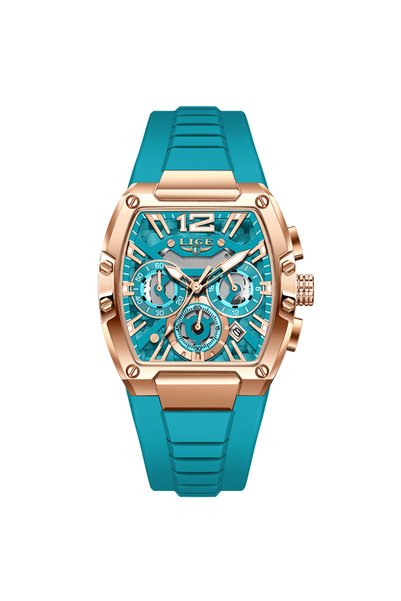 Lige Rose gold cyan Original Brand Fashion Mens Watches Sport Military Chrono...