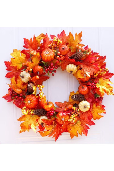 TAPIT Artificial Pumpkins Gourds Home Decoration Set 50PCS Pumpkins Decoration Harvest Decoration 30 Fake Maple Leaves 10 Fake Acorns 2 Fake Pinecones 8 Fake Pumpkin (50pcs)