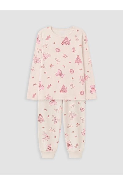 LC Waikiki Christmas Themed Girls' Pajama Set (W6)