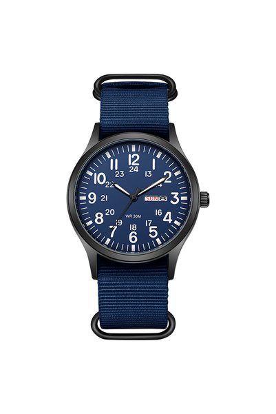 Choice Blue TPW Field Watch Easy Reading Fabric Strap 24 Hours Display Quartz...