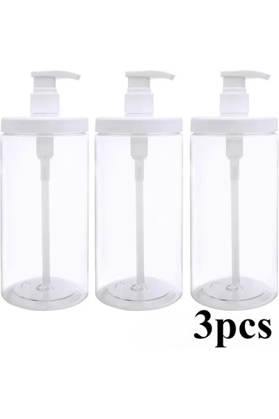 Choice 1000ml 3pcs 500/1000ml Pump Bottle Dispenser Wide Mouth Clear Shower S...