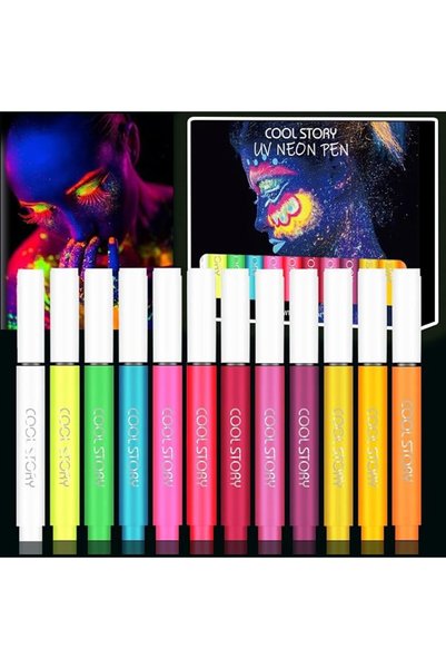 KASTWAVE Glow in the Dark Face Paint Pen 12PCS, UV Neon Body Painting Kit for...