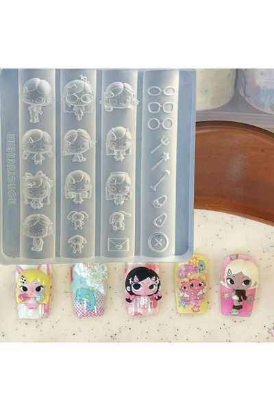 Choice PF-439 Cute Cartoon Little Girl 3D Stereo Nail Silicone Mold DIY Doll ...