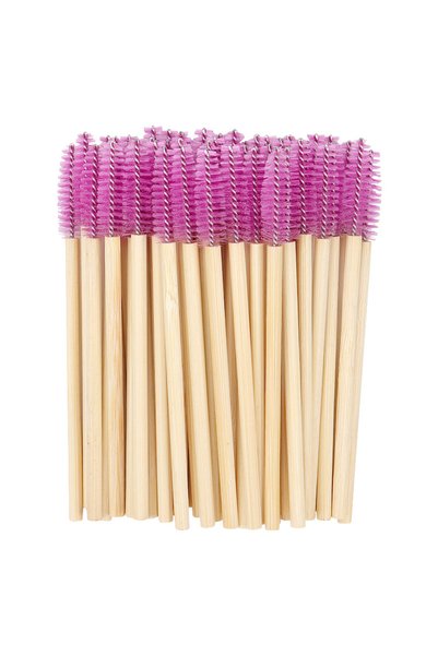 Choice 50pcs Purple Red 50Pcs Bamboo Handle Eyelash Brush Mascara Wands Appli...