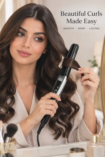 LAC LAICHY Luxury Hair Straightener, Black & Silver Wide Plate Flat Iron, Adjustable Temperature Professional Salon Styling Tool