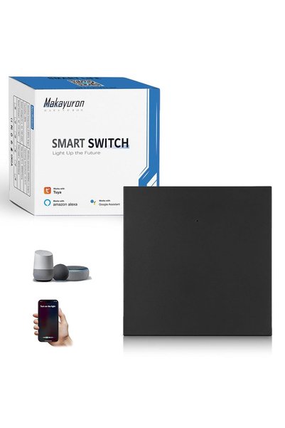 Generic WiFi Smart Light Switch, 1 Gang Push Button, Black, No Neutral