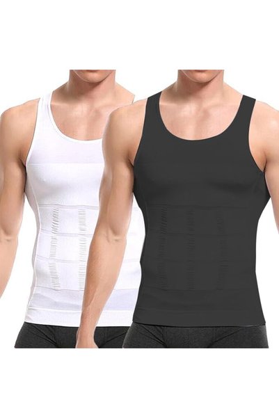 Generic 2pcs Mens Slimming Body Shaper Vest, Gynecomastia Compression Shirts,...