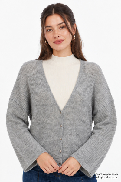 Exquise Low Sleeve Wool Blend Regular Knitwear Cardigan