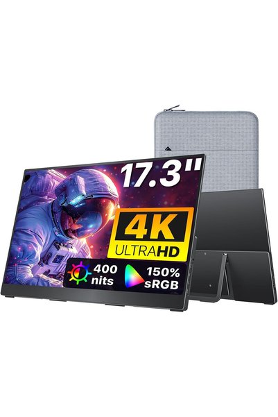 Generic شاشة محمولة 17.3 بوصة 4K UHD 60Hz 145% sRGB شاشة سفر مع مكبر صوت HDMI...