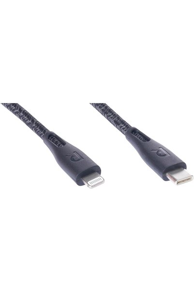 Generic كابل نايلون من النوع C إلى Lightning، بطول 1.2 متر، أسود