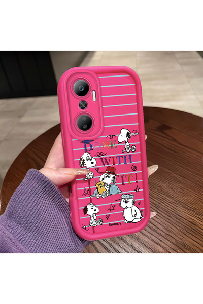 ucuc Infinix Hot 20 4g Compatible Pink Red Silicone Snoopy Pattern Case Shock...