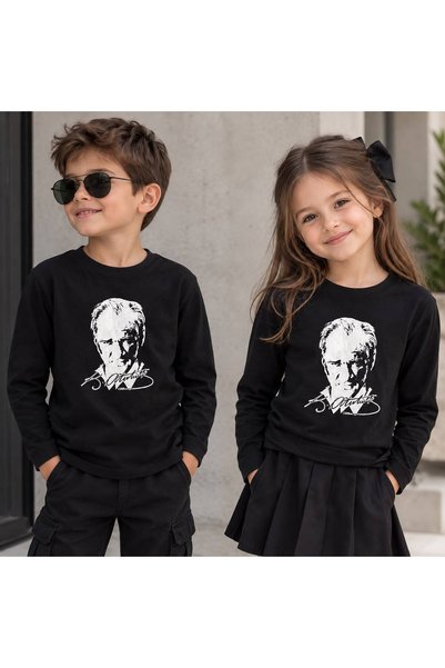 ATATÜRK PORTRELİ UZUN KOLLU ÇOCUK TİŞÖRT
