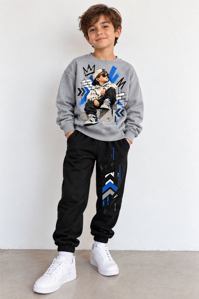 MiniHouse Sweatshirt Children's Top and Bottom Set 3 Yarn Cotton Street Style