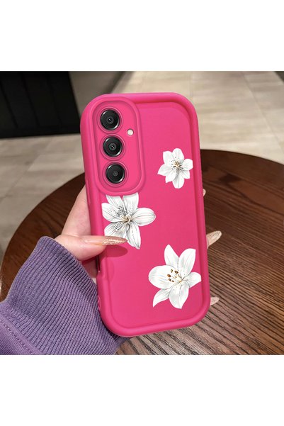 ucuc Samsung Galaxy A16 4G/5G Compatible Pink Red Silicone Flower Pattern Cas...