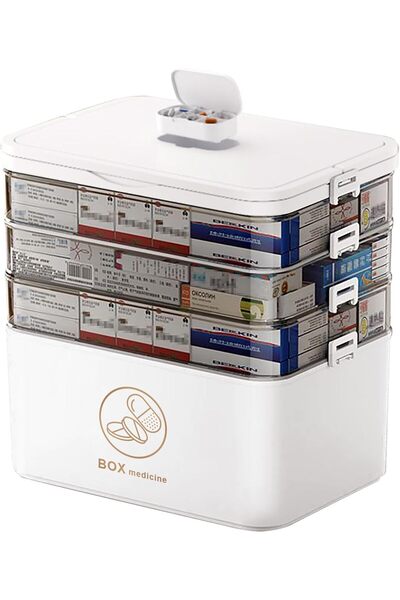 Generic Medicine Storage Box,4-Tier Large Medicine Box Pills Organizer, Porta...