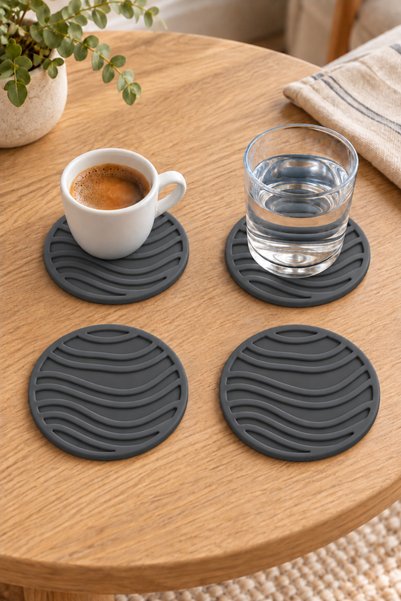 Ruby Home RIPPLE Mini Dalga قواعد أكواب من السيليكون بنسبة 100%، 8 سم، مجموعة...