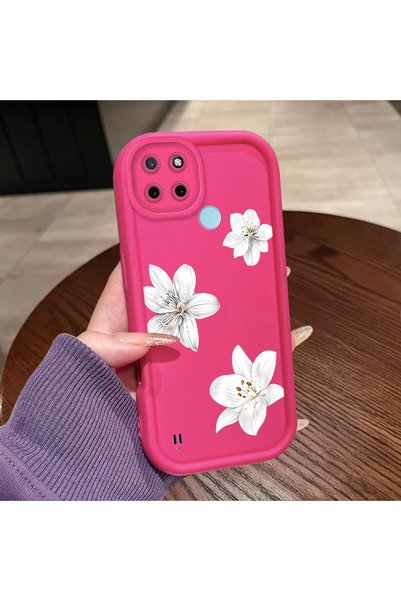 ucuc حافظة متوافقة مع Realme C25Y/C21Y من السيليكون باللون الوردي والأحمر ونم...