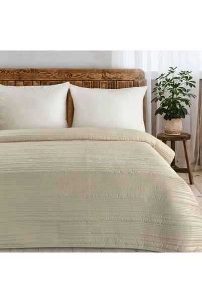 Eurofirany Cuvertura pentru pat, 170x210cm, bej, 100% poliester