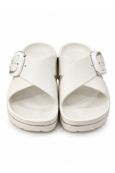 KAYGISIZ AYAKKABI Kadın Ortopedik Terlik Beachwear Tokalı Çapraz Bantlı Hafif...