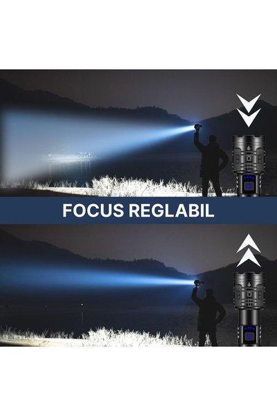 OEM Lanterna ESQZY, LED P70, Baterie de 5000 mAh, 10000lm, Focalizare reglabilă, 5 moduri de putere, Iluminare intensă de lungă durată, Ideală pentru camping, drumeții, supraviețuire, explorare și urgențe, Rezistentă la apă