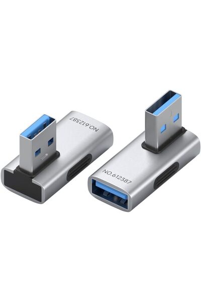 Generic محول USB 3.2 (عبوة من قطعتين)، موصل USB A ذكر إلى أنثى بزاوية 90 درجة...