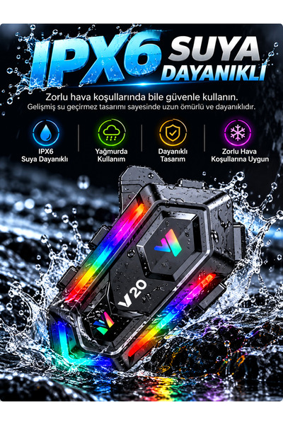 Moxti İntercom 5.3 Bluetooth Rgb Motorcu Kask Kulaklığı Bluetooth kulaklık Uzun Pil Ömrü
