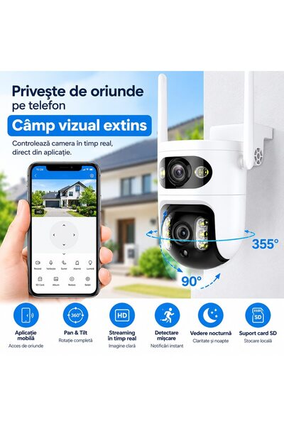 OEM Cameră de supraveghere, Lentilă dublă, Fără fir, PTZ, Proiector, Rezisten...
