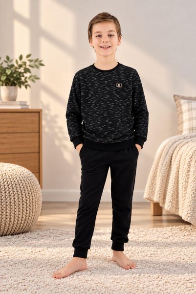 Arnetta Boy's Cotton Pigment Printed Winter Regular Fit Long Sleeve Pajama Set