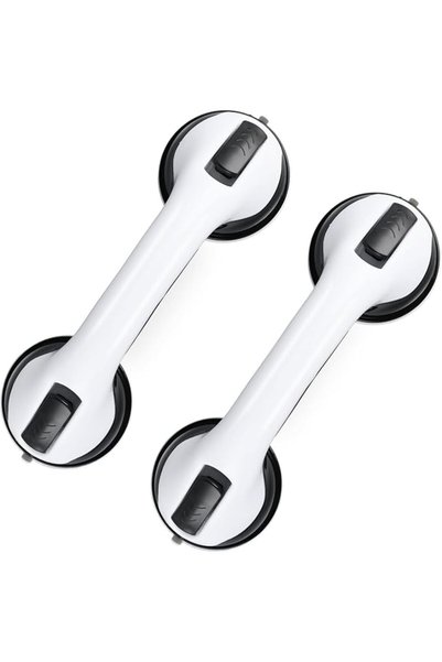 ALMEKAQUZ 2 Pack Shower Handle, 12 inch Grab Bars, Strong Hold Suction Cup Ha...
