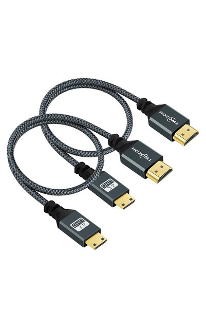 GENERAL Twozoh Mini HDMI to HDMI Cable 2M 2 Pack, Nylon Braided HDMI to Mini ...