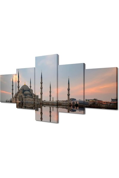 Generic لوحات جدارية لتزيين غرفة النوم، رسومات مسجد أزرق، 5 قطع لتزيين جدران ...