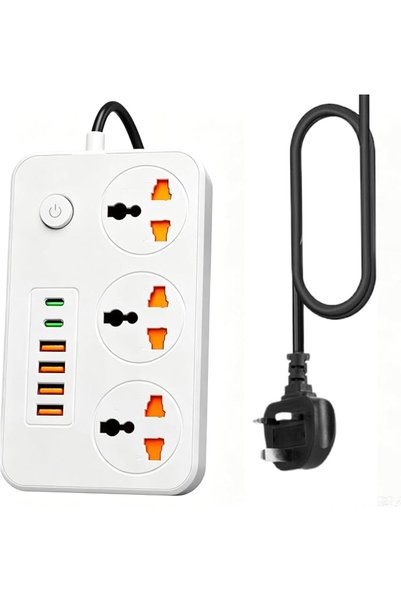 GENERAL مشترك كهرباء يثبت على الحائط بسلك 5 متر، وبـ3 منافذ USB ومنافذ عالمية...