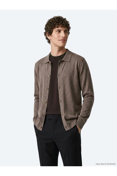 Kip Mink Plain Knit Wool Blend Cardigan