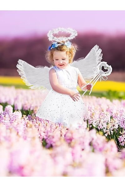 TAPIT Three Piece Children's Role Play Costume Set with Wand and Halo Wings for Masquerade Role Play Party Halloween