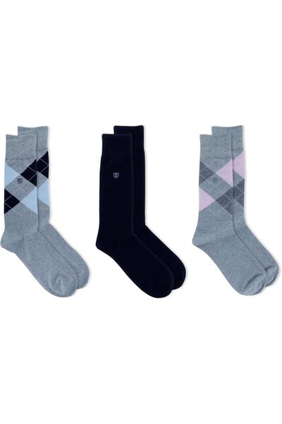Generic mens Assorted Classic Fashion Pattern Dress Crew Socks (3 Pack) Dress...