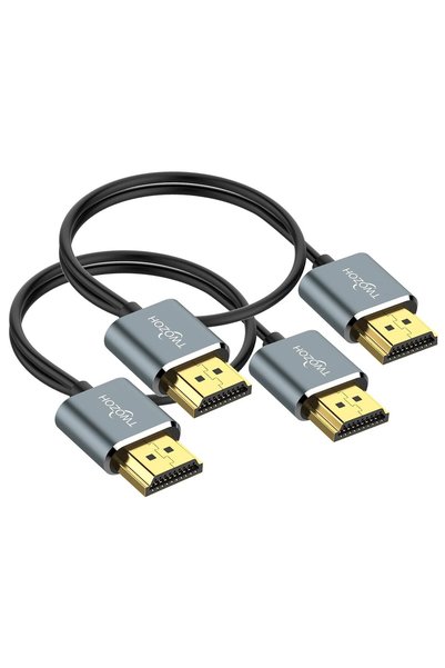 Generic كابل HDMI مرن ورفيع 0.3 متر (عبوة من قطعتين)، سلك HDMI فائق النحافة ي...
