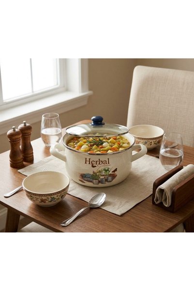 EMAYE EVİM 22 cm 4 Liter Herbal Enameled Pot