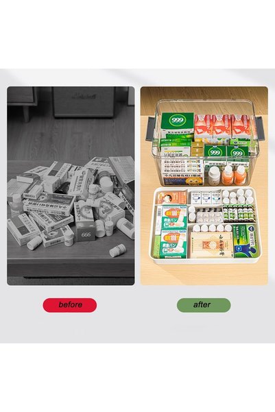 TNTAIAHL منظم صندوق إسعافات أولية شفاف مع أقسام، صندوق إسعافات أولية بلاستيكي...