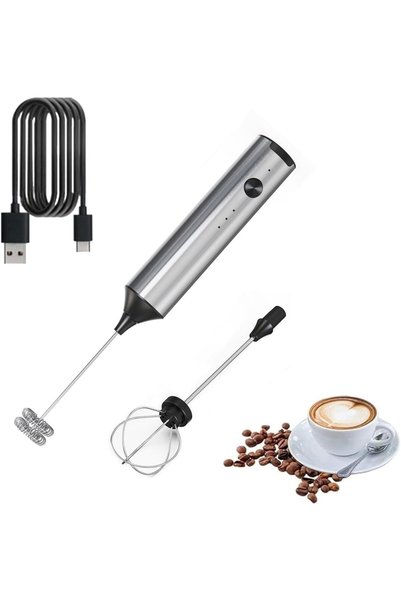 Generic Coffee Mixer, Portable 1200 mAh USB Rechargeable, 2 Replace Steel Whisk
