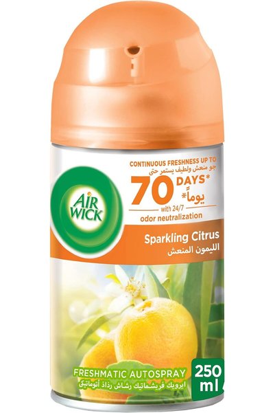 Air Wick جهاز معطر جو اوتوماتيك اير ويك فريشماتيك برائحة الليمون المنعش + 1عبوة اعادة تعبئة + 1 بطارية AA